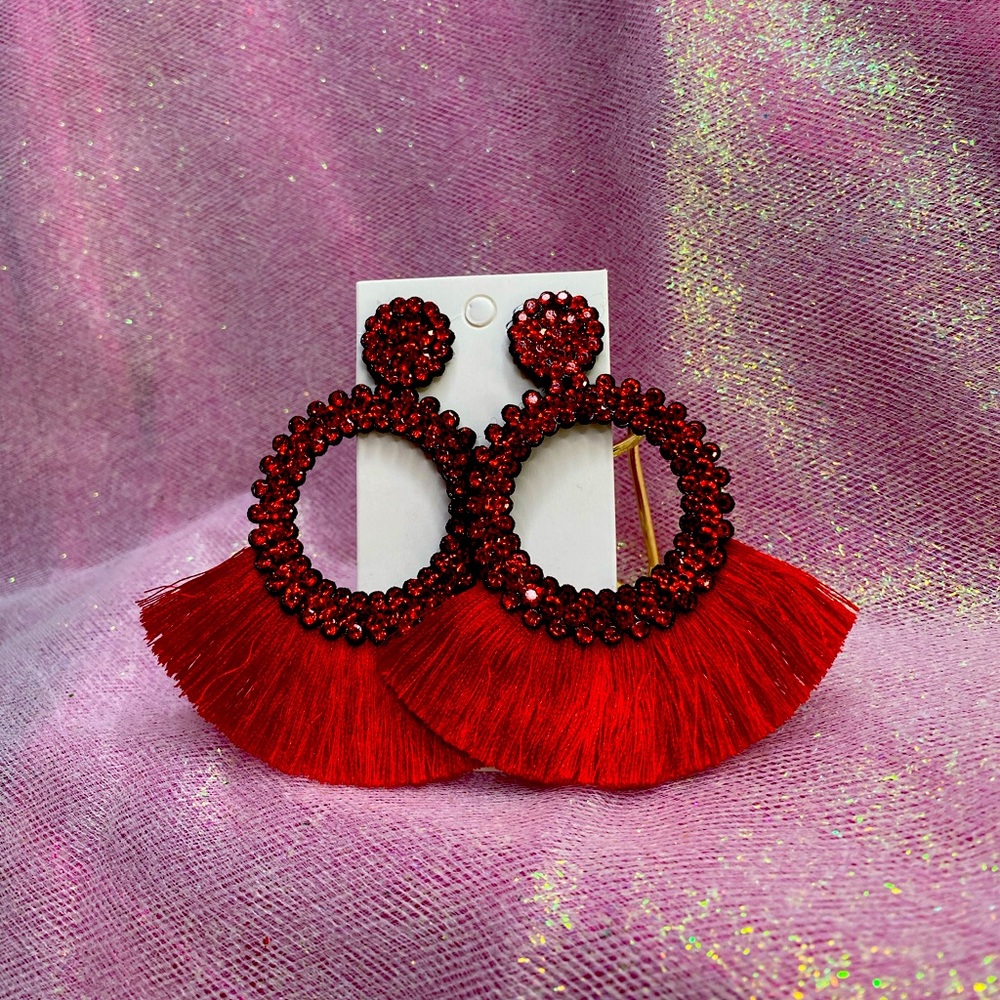 COPY - Sequined & Silk fringed Boutique Earrings